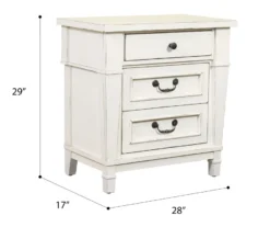 Kali Weathered White 3-Drawer Nightstand -Best Furniture Store 810591522 2