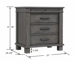 Topeka Warm Gray 3-Drawer Nightstand With USB Charging -Best Furniture Store 810591526 9