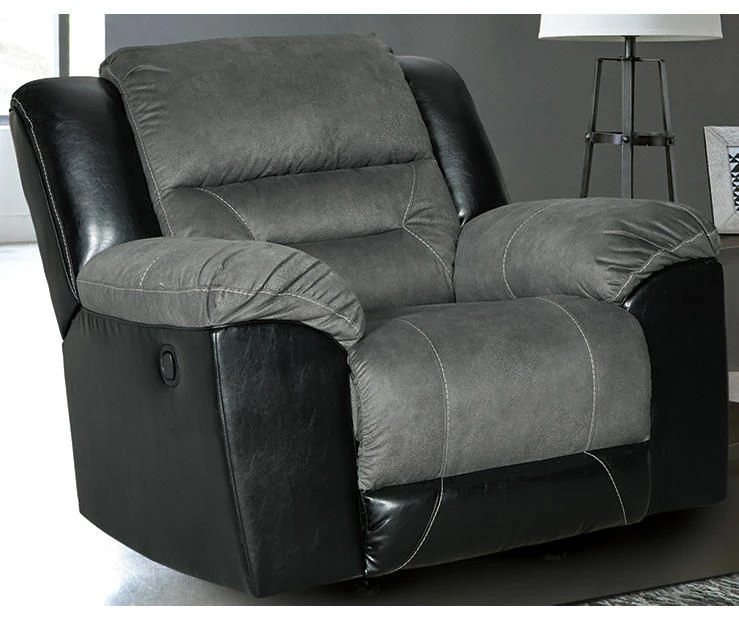 Earhart Slate Faux Leather Rocker Recliner 2 Earhart Slate Faux Leather Rocker Recliner - Image 2