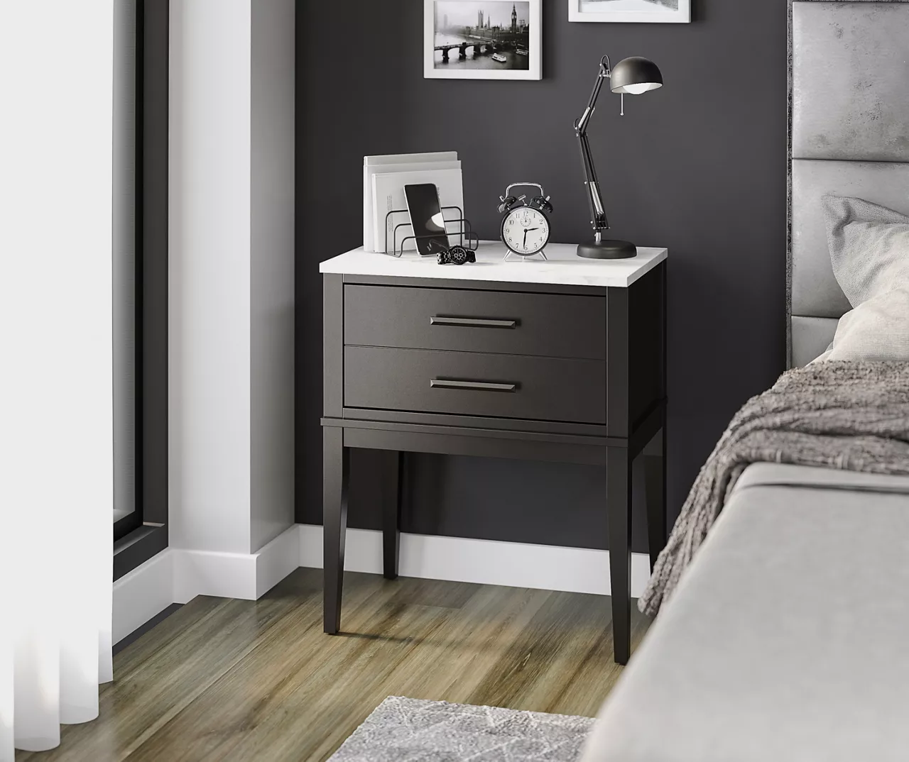 Ameriwood Madison Lane Faux Marble Nightstand 7 Ameriwood Madison Lane Faux Marble Nightstand - Image 7