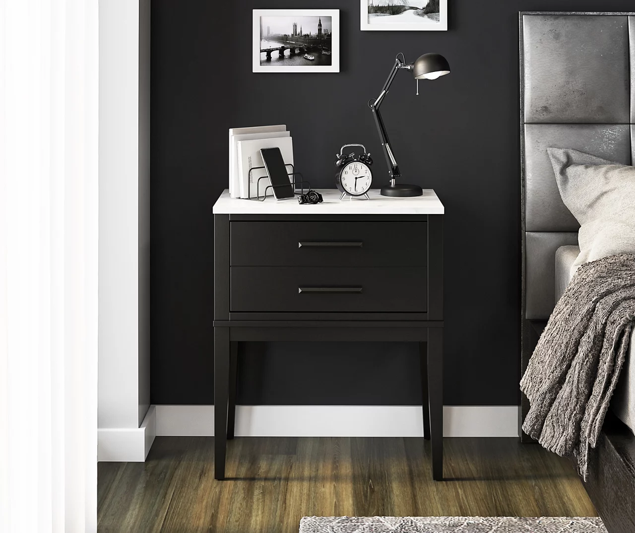 Ameriwood Madison Lane Faux Marble Nightstand 6 Ameriwood Madison Lane Faux Marble Nightstand - Image 6