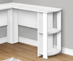 White L-Shaped Corner Desk With Open Storage -Best Furniture Store 810597220 3