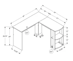 White L-Shaped Corner Desk With Open Storage -Best Furniture Store 810597220 4