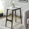 Walker Edison Faux Marble & Dark Brown Oak Tapered Leg Side Table