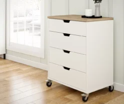 Evolution Vantage White & Weathered Oak 4-Drawer Storage Cart -Best Furniture Store 810597741 5