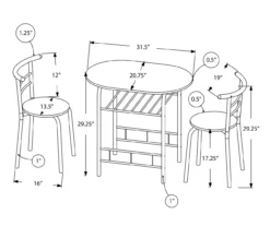 Monarch 3-Piece Dining Set -Best Furniture Store 810598492 A7