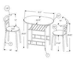 Monarch 3-Piece Dining Set -Best Furniture Store 810598493 A7