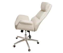 Cream Mid-Century Modern Faux Leather Executive Office Chair -Best Furniture Store 810598938 A0 5