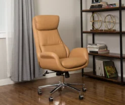 Light Brown Mid-Century Modern Faux Leather Executive Office Chair 10 Light Brown Mid-Century Modern Faux Leather Executive Office Chair -Best Furniture Store 810598939 A0 4