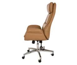 Light Brown Mid-Century Modern Faux Leather Executive Office Chair 11 Light Brown Mid-Century Modern Faux Leather Executive Office Chair -Best Furniture Store 810598939 A0 5
