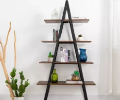 Walnut Modern A-Frame 4-Shelf Bookcase -Best Furniture Store 810598942 A0 3