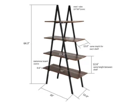 Walnut Modern A-Frame 4-Shelf Bookcase -Best Furniture Store 810598942 A0 7