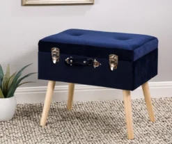 Glitzhome Velvet Suitcase Storage Stool -Best Furniture Store 810598944 A0 2