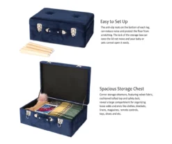 Glitzhome Velvet Suitcase Storage Stool -Best Furniture Store 810598944 A0 7