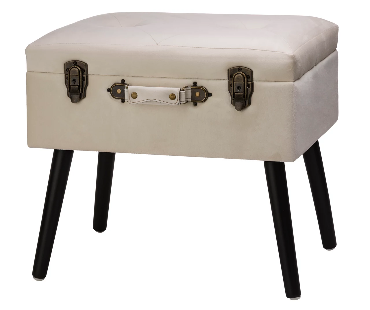 Seashell White Velvet Suitcase Storage Stool 1 Seashell White Velvet Suitcase Storage Stool