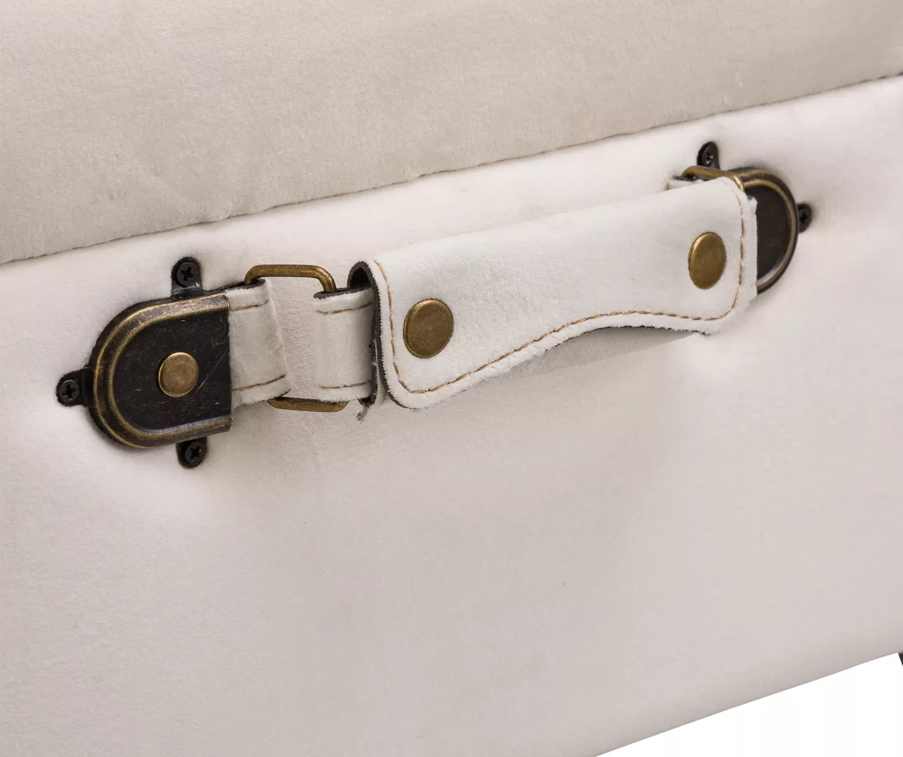 Seashell White Velvet Suitcase Storage Stool 5 Seashell White Velvet Suitcase Storage Stool - Image 5