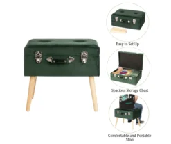 Glitzhome Velvet Suitcase Storage Stool -Best Furniture Store 810598947 A0 7