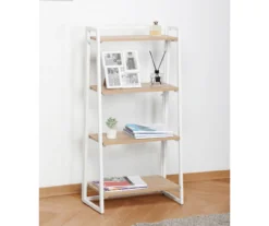 Blonde Wood Look & White 4-Tier Folding Bookcase -Best Furniture Store 810606565 A0 2