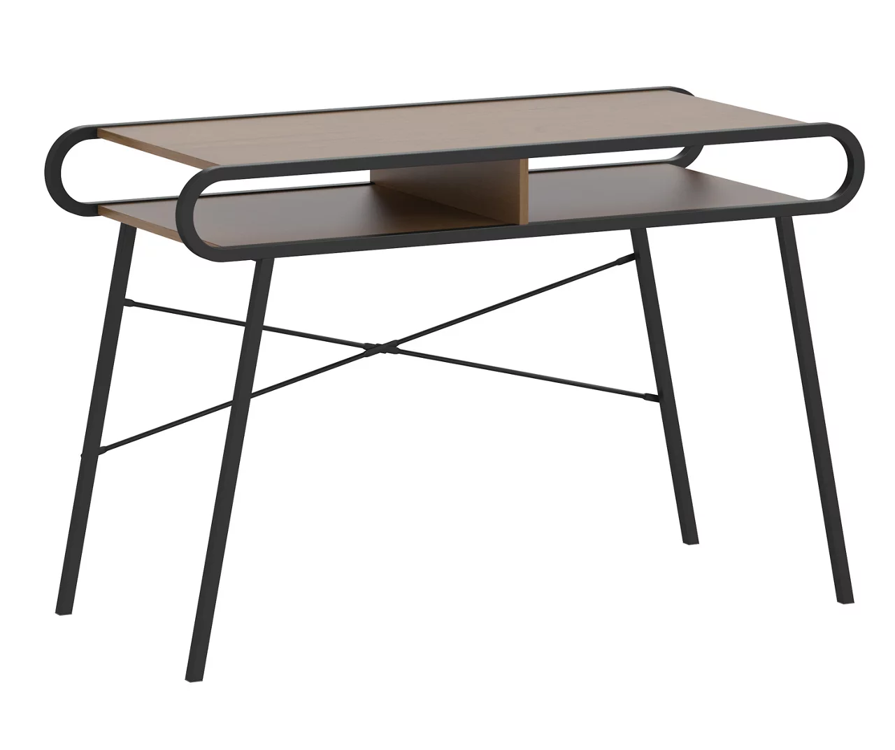 Black Metal & Woodgrain Rounded Edge Desk 1 Black Metal & Woodgrain Rounded Edge Desk