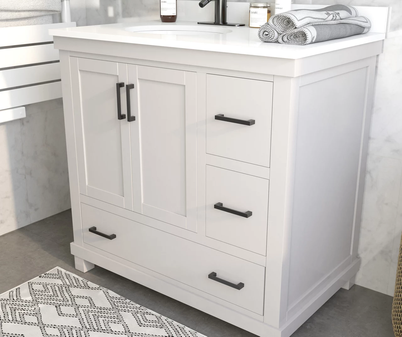 DHP Atwater Living Mills White Bathroom Vanity With Sink 4 DHP Atwater Living Mills White Bathroom Vanity With Sink - Image 4