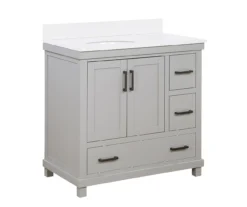 DHP Atwater Living Mills Gray Bathroom Vanity With White Sink