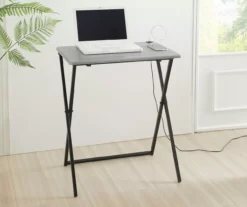 Wood Look Folding Table With USB Charging -Best Furniture Store 810612177 B0 2