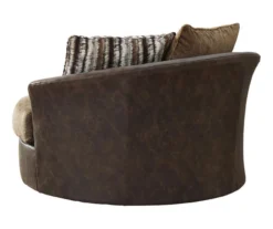 Alesbury Brown Faux Leather Oversize Swivel Accent Chair -Best Furniture Store 810612255 2