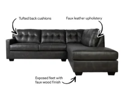 Signature Design By Ashley Battstone Steel Faux Leather Sectional -Best Furniture Store 810613200 810613201 X0 1 1