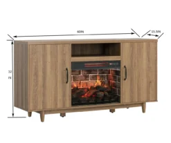 60" Modern Tan Electric Fireplace Console -Best Furniture Store 810617759 A6