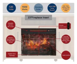 60" Modern Tan Electric Fireplace Console -Best Furniture Store 810617759 M7