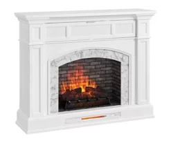 62" White Marble Grand Electric Fireplace Console -Best Furniture Store 810617766 A0 2