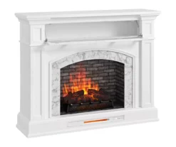 62" White Marble Grand Electric Fireplace Console -Best Furniture Store 810617766 A0 3