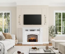 62" White Marble Grand Electric Fireplace Console -Best Furniture Store 810617766 B0 2