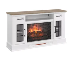 60" White 2-Door Electric Fireplace Console -Best Furniture Store 810618088 A0 2