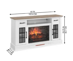 60" White 2-Door Electric Fireplace Console -Best Furniture Store 810618088 A6