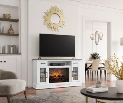 60" White 2-Door Electric Fireplace Console -Best Furniture Store 810618088 B0 3
