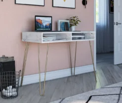 Novogratz Athena Faux Marble 2-Cubby Computer Desk -Best Furniture Store 810618403 1