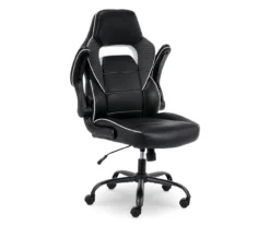 White & Black Faux Leather Gaming Chair -Best Furniture Store 810618952 A0 9