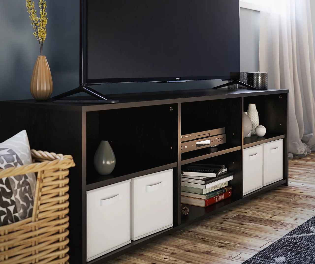 60" Capstan Black Oak TV Stand 3 60" Capstan Black Oak TV Stand - Image 3
