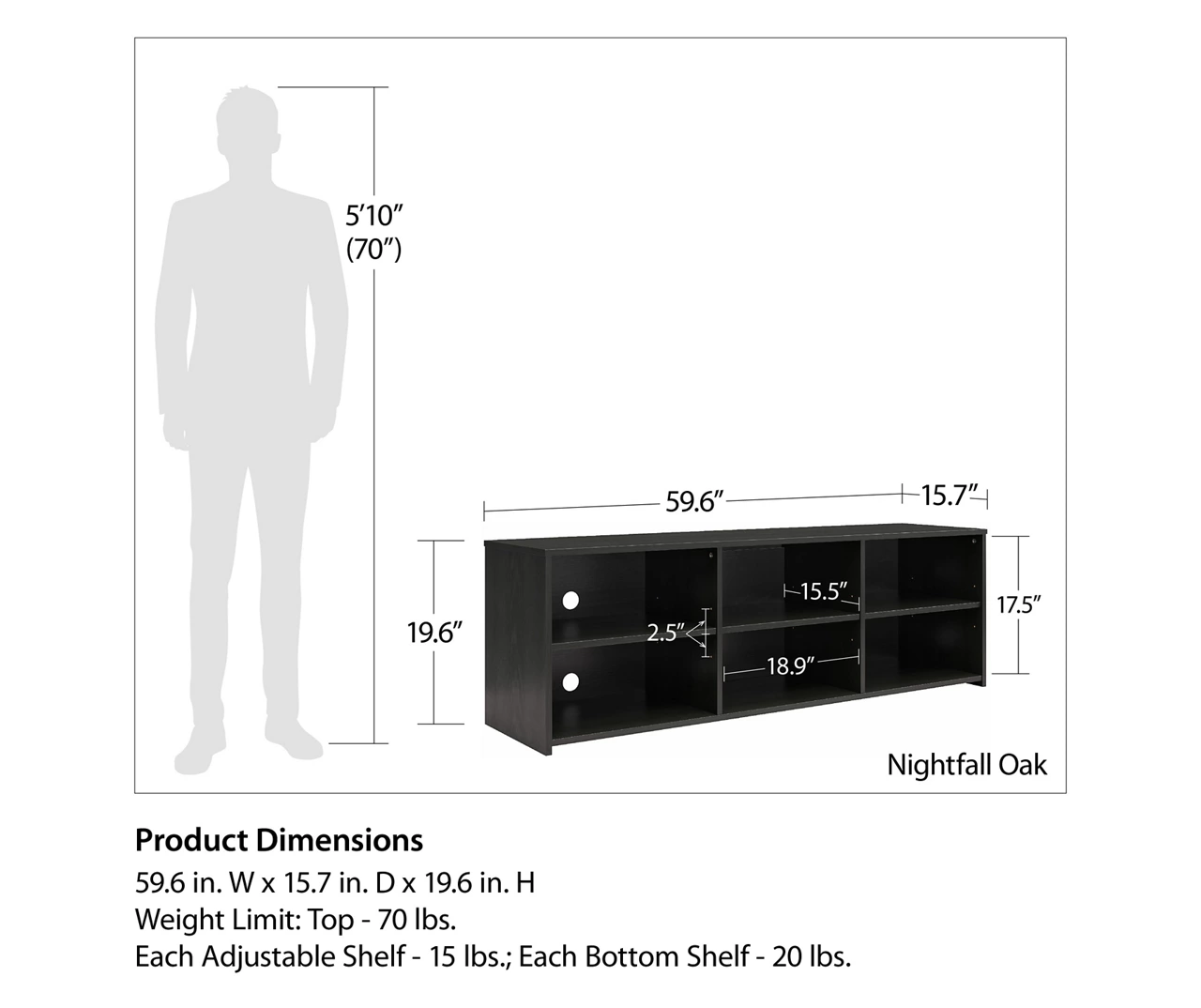 60" Capstan Black Oak TV Stand 8 60" Capstan Black Oak TV Stand - Image 8