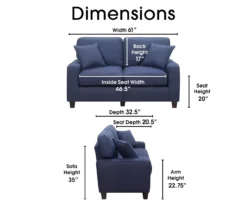 Palisades Navy Blue Loveseat -Best Furniture Store 810659257 A0 5