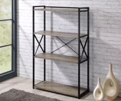 Corday Gray Wood 4-Shelf Open Bookcase -Best Furniture Store 810680821 B0 2
