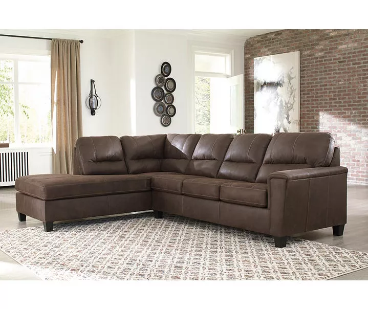 Signature Design By Ashley Navi Chestnut Faux Leather Sectional With Left-Facing Chaise 2 Signature Design By Ashley Navi Chestnut Faux Leather Sectional With Left-Facing Chaise - Image 2