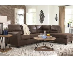 Signature Design By Ashley Navi Chestnut Faux Leather Sectional With Right-Facing Chaise -Best Furniture Store combo760015 3