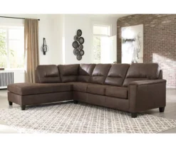 Signature Design By Ashley Navi Chestnut Faux Leather Sleeper Sectional With Left-Facing Chaise -Best Furniture Store combo760016 2