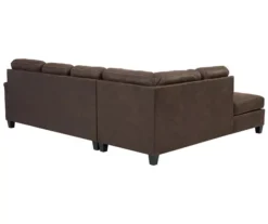Signature Design By Ashley Navi Chestnut Faux Leather Sleeper Sectional With Left-Facing Chaise -Best Furniture Store combo760016 3