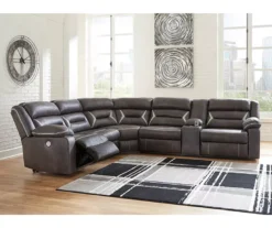 Signature Design By Ashley Kincord 4-Piece Faux Leather Power Reclining Sectional With Right-Arm-Facing Console Sofa